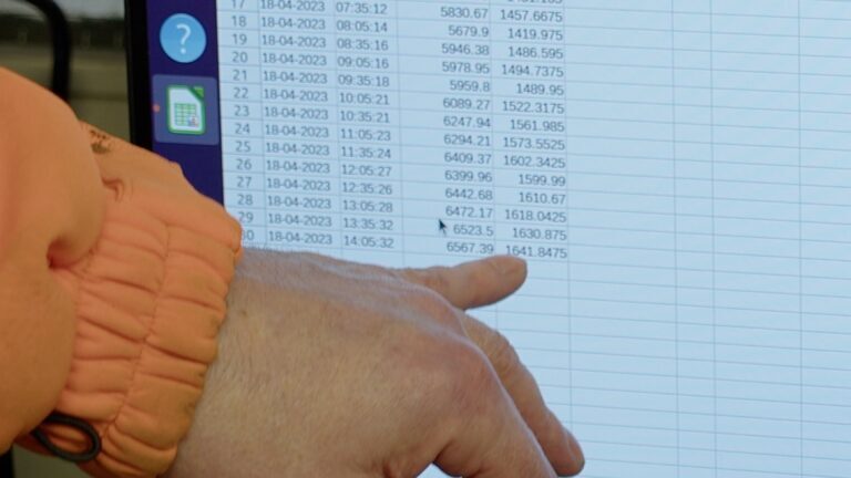 Excel file showing measured stockpile data for accurate stockpile inventory tracking and analysis.
