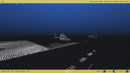 3D LiDAR point cloud of a helicopter in motion, captured during airport operations.