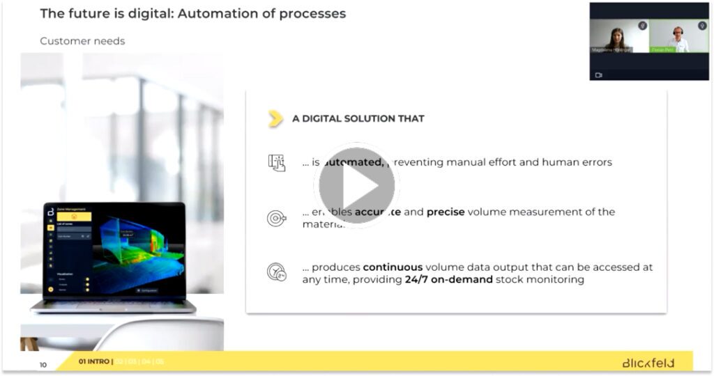 Screenshot of the on-demand webinar on Efficient Stockpile Management with LiDAR Technology, available for viewing.