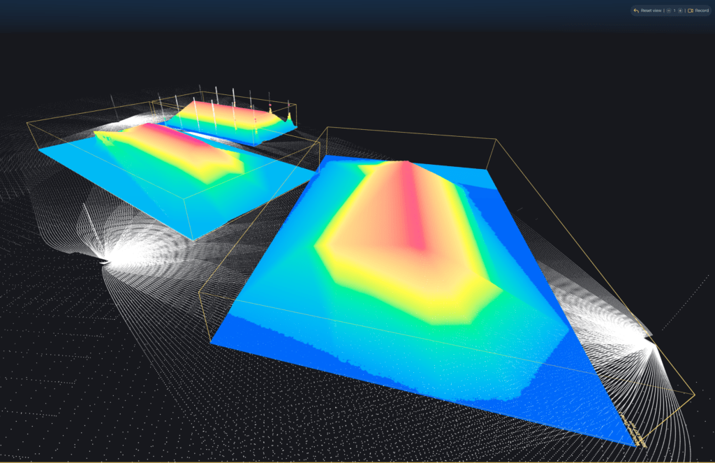 Simulated point cloud showing measured volume data – result of a precise volumetric survey