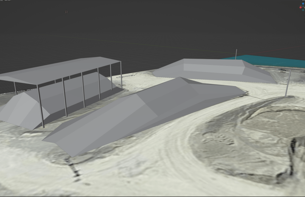 Rendered 3D model of the site with stockpiles – basis for an accurate volumetric survey