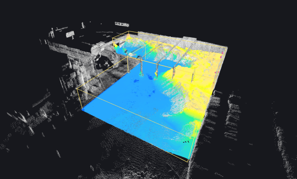 3D point cloud of stored wood chips stockpiles